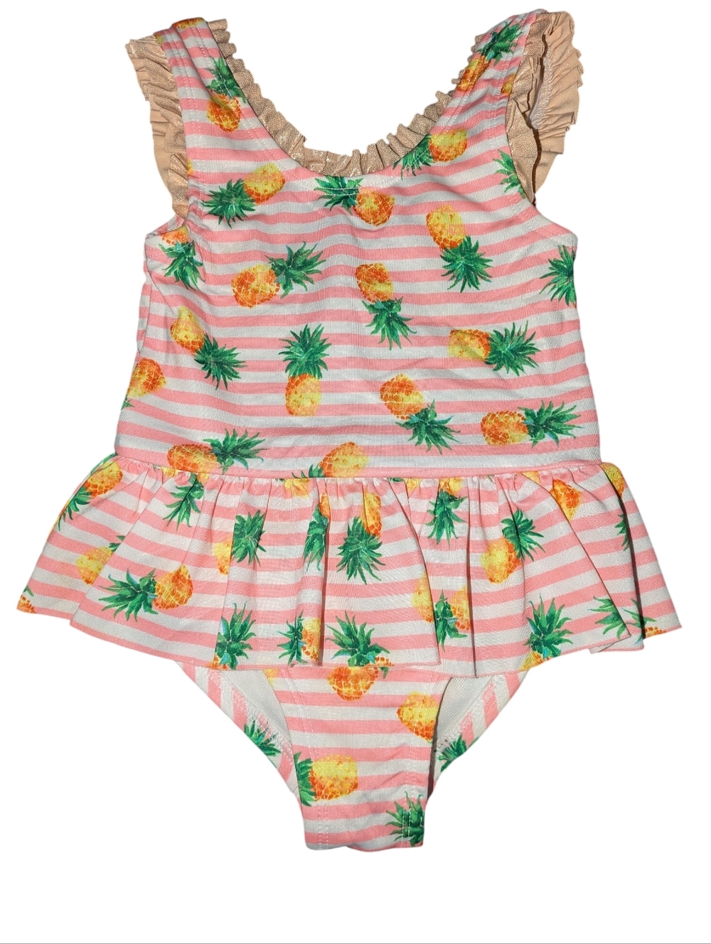 🌞4/20$ Penelope Mack Pink Stripe Pineapple Ruffle One-Piece Swimsuit